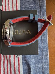 Bulova Marine Star Automatic 200m 44mm Silver Dial Blue/Red Rubber Box