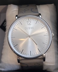 Guess U1340G1 Grey Leather Logo Watch