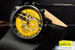 NEW INVICTA Men’s S1 RALLY Yellow Dial CHRONOGRAPH Quartz Leather Band Watch