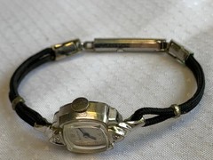 Vtg Bulova Wristwatch Swiss Made 6″ Band Clear Stones Fold Over Clasp *RUNS*