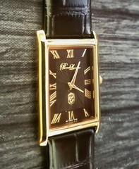 Authentic Pierre Lucerne Slim Quartz Mens BLK Tank Dress Watch