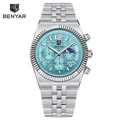 BENYAR Men’s Quartz Chronograph Moon Phase Watch Waterproof Luminous