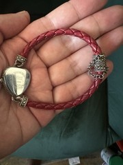 Ecclissi Sterling Heart Quartz Wristwatch Silver Dial Red Leather Wrap Strap