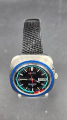 1973 Seiko Bell-Matic 4006-6027 Blue Bezel Alarm Day-Date 17J Watch 39mm