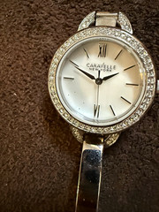 Caravelle New York Women Quartz Wristwatch Silver Bracelet Crystal Bezel 30m