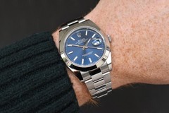 Rolex Datejust 41 Stainless Steel Oyster Smooth Blue Stick Dial 126300 with Box