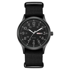 Durable Field Watch Easy Read Dial 24H Display Nylon Strap Quartz Movement