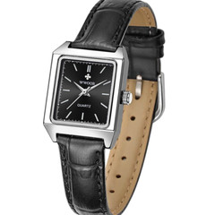 New Womens Fashion Square Small Quartz Black Leather Wristwatch Relogio Feminino