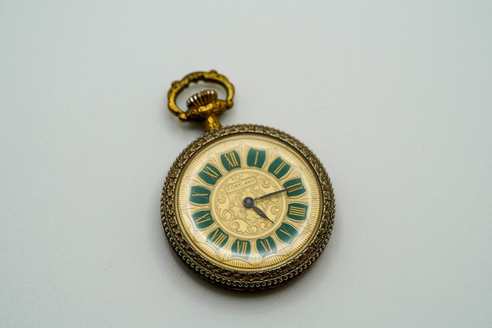 Vintage CARTLAND Enamel Woman’s Mechanical Watch Pendant 4.2cm x 3cm