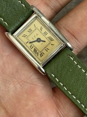 Vintage Silver SFA 17 Jewel Swiss Made Manual Wind Tank Watch Works