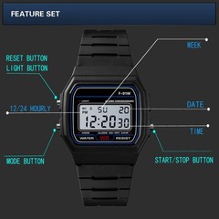 F 91W Classic Digital Resin Strap Watch Stopwatch Chronograph Sport Unisex Men