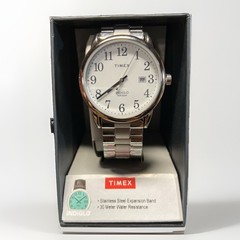Timex TW2R58400, Easy Reader, Men’s, Silvertone Expansion Watch, Indiglo, Date.