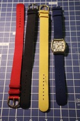 Kathie Lee Wristwatch Black Band with 3 extra bands Red Yellow and Green