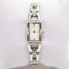 Fossil Petite Silver Tone Tank 12mm Womens Watch 5.75″ Steel ES1510 New Battery