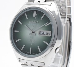 Vintage [EXC+5] SEIKO 5 ACTUS SS 6106-8670 Day Date 23J Green Silver Men’s Watch