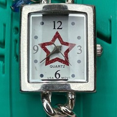 Patriotic USA Charm Bracelet Watch Silver Tone Red White Blue Star Heart 10793
