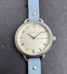 TOKYObay Women’s Watch Libra Stainless Steel Case Blue Leather Band Cream Face