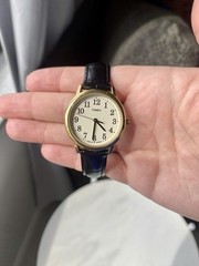 Timex Women’s Gold Tone Watch Leather Strap With Box/ Working /New Battery