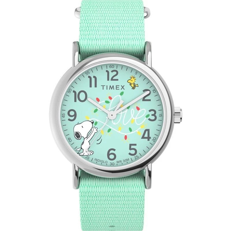 New Timex TW2W24500 Weekender x Peanuts 38mm Fabric Strap Watch