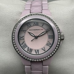 Isaac Mizrahi Live Womens Watch 36mm Pink Crystal Bezel IMZ178 New Battery 7.5″