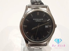 [A1R] Rossegger Men’s Watch Date ROS-2006 Black SS Bracelet Analog Quartz [z2p]