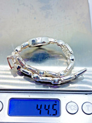 .925 Sterling Silver Aria Watch & Band W. Amethyst Stations Swiss Move 7″ 44.5g