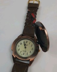 Pearl Quartz Southwest Skull Cover Watch Braided Leather Native NON WORKING READ