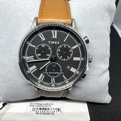 Timex Waterbury Quartz Black Dial Leather Strap 40mm Chronograph Tw2y29300