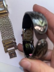 NY&C Women’s Rectangle Silver-Tone Metal Bracelet Quartz Analog set of two