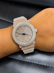 Two Tone Rose Gold Silver Iced Out Crystal Ladies Watch Quartz New 24.99Price: