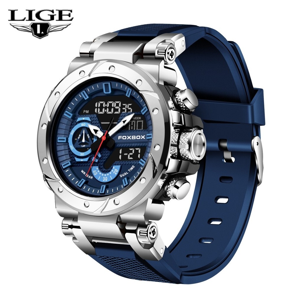 Men Large Dial Digital LED Quartz Date Sport Watch Waterproof Wristwatch Gift