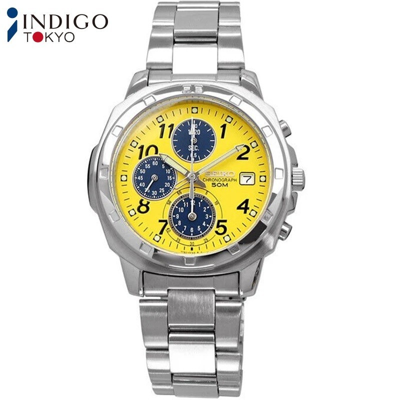 Seiko Chronograph SND409 Quartz Yellow Dial 38mm Watch