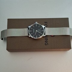 NIB Forsining T-Winner Silvertone Mens Watch.Hand Wind Mechanical ,Mesh Band.