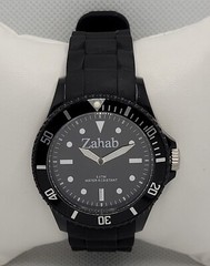Mens Sport Round All Black Tone Blue Poly Band Analog Watch K2