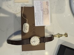KUOE KYOTO Royal Smith Automatic 35mm Gold Case White Dial Brown Leather Box