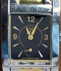 ESQ Movado E5088 Ladies Swiss Dress Watch Two-Tone Tank Sub-Second RUNNING 5.5″