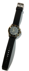 MICHAEL KORS Chronograph Watch Everest Two Tone Silicone Black Strap UNISEX