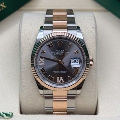 Rolex Datejust 36 NEW Rhodium Roman 6 9 Diamond Two Tone Rose Gold Oyster