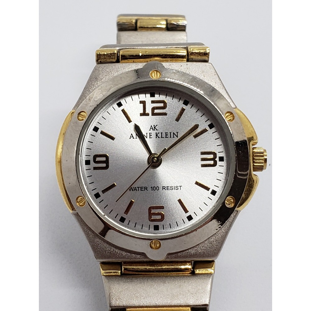 Anne Klein women’s dress watch Silver face with gold accents Y121E Working watch