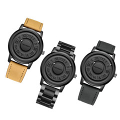 Men Quartz Watch Mirrorless Magetic Bead Dial Steel Males WristwatchZA9K