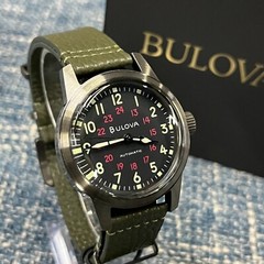 Bulova Hack 98A255 Automatic 38MM Black Dial Leather Strap Men’s Watch *New