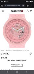 Swiss Swatch Big Bold C-Pink Silicone Visible Movement Watch 47mm SB03P100 $145