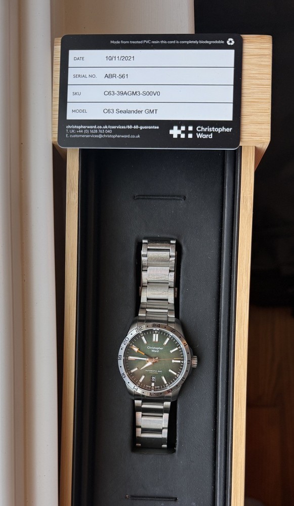 Christopher Ward Sealander GMT C63 39mm Green Dial with Bader Bracelet