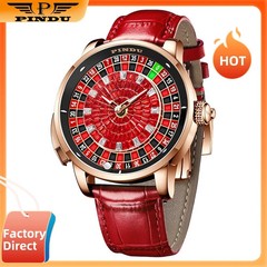 PINDU Russian Men’s Automatic Watch 5ATM Casino Tourbillon Rotating Roulette