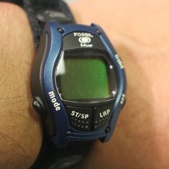 Fossil Blue Digital Watch PR-5155 Women / Youth Adjustable Wrist Band Vintage
