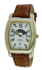 Vintage Gruen Moon-phase Calendar two Tone Watch White Dial water resistant