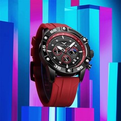 ONOLA Men Sport Watch Chronograph Quartz Waterproof Silicone Strap Multifunction