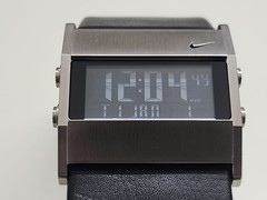Nike Oregon Series Mens Stainless Black Leather Steel Digital Chrono Watch
