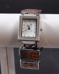 Jilzarah Animal Square Watch Polymer Clay Inlays Stretch Band Handmade P11