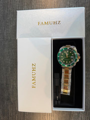 FAMUHZ Quartz Date 40mm Green Dial Two-Tone Stainless Steel Bracelet w/ Box